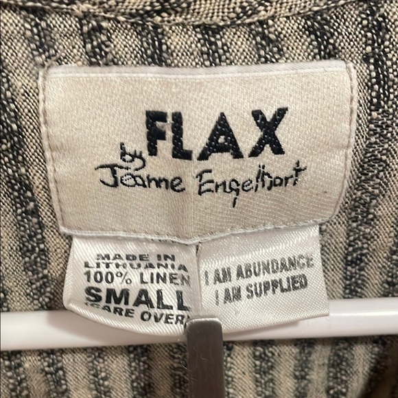 FLAX peplum striped button down tunic - Picture 3 of 5